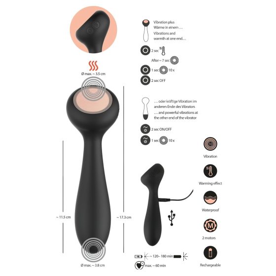 You2Toys CUPA - Rechargeable, Warming 2in1 Vibrator (Black)