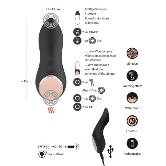 You2Toys CUPA - Rechargeable, Warming Clitoral Vibrator (Black)