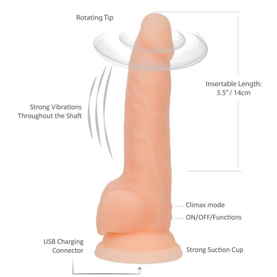 Naked Addiction 8-inch Rechargeable Rotating Vibrator - Natural