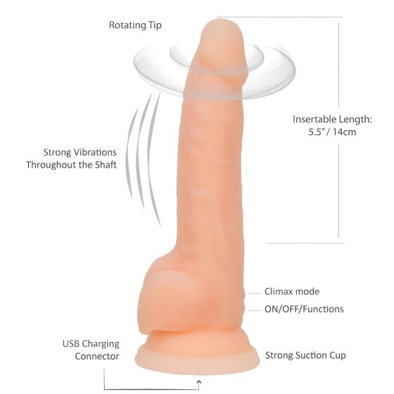 Naked Addiction 8-inch Rechargeable Rotating Vibrator - Natural