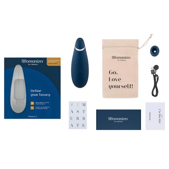 Womanizer Premium 2 - Rechargeable, Air Pulse Clitoral Stimulator (Blue)