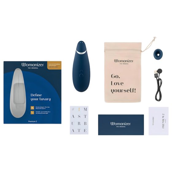 Womanizer Premium 2 - Air Pulse Clitoral Stimulator (Blue)