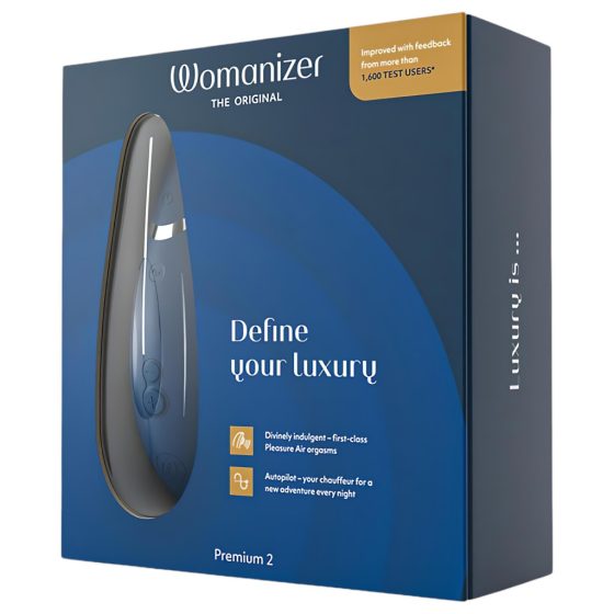 Womanizer Premium 2 - Rechargeable, Air Pulse Clitoral Stimulator (Blue)