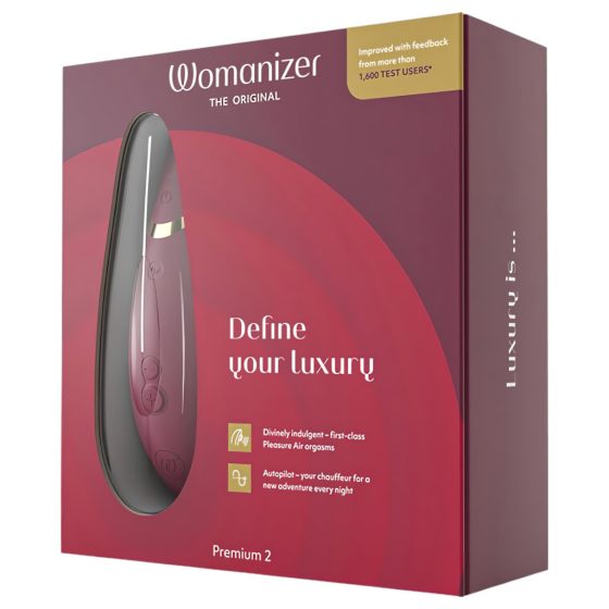 Womanizer Premium 2 - Rechargeable Air Pulse Clitoral Stimulator (Red)