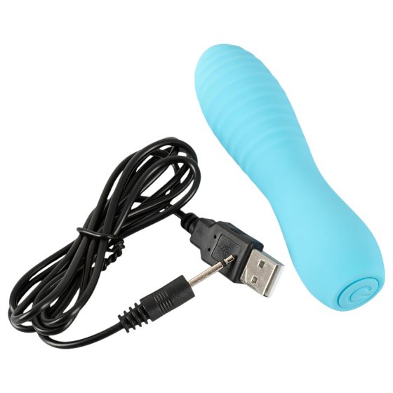 Cuties Mini 3 - Rechargeable, Waterproof, Ribbed Vibrator (Turquoise)