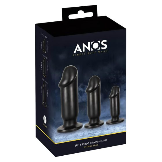 Anos Training Kit - Anal Dildo Set (3-Piece) - Black