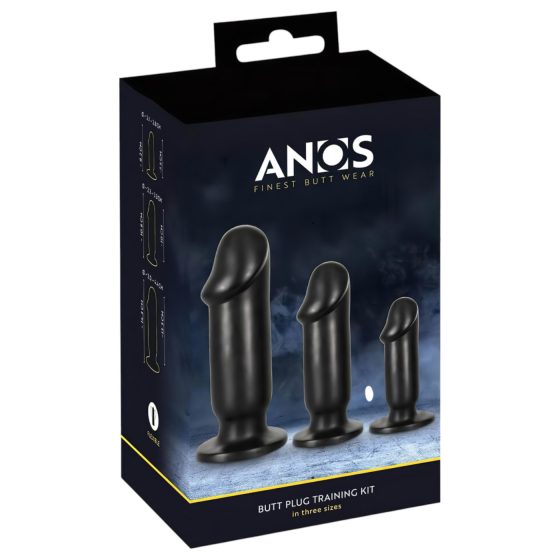 Anos Training Kit - Anal Dildo Set (3-Piece) - Black