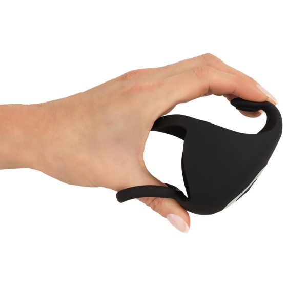 Rebel - Rechargeable Penis Ring with Scrotum Massager (Black)