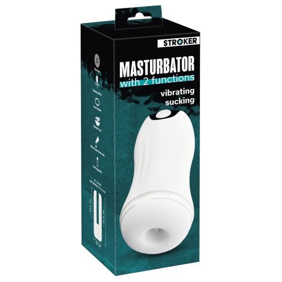 STROKER - Rechargeable Suction Vibrating Masturbator (White)