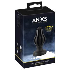 ANOS - Super Soft, Ribbed Anal Dildo - 5cm (Black)