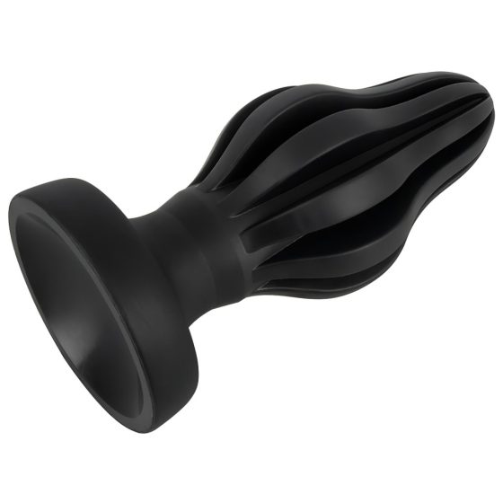 ANOS - Super Soft, Ribbed Anal Dildo - 5cm (Black)