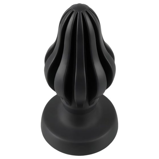 ANOS - ribbed soft anal plug - 7cm (black)