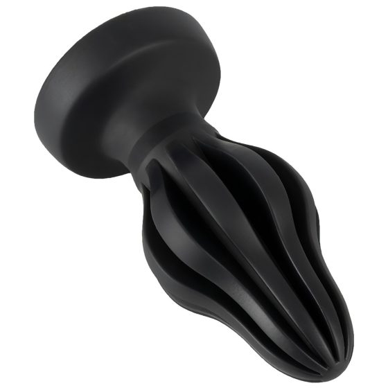 ANOS - Super Soft, Ribbed Anal Dildo - 7cm (Black)