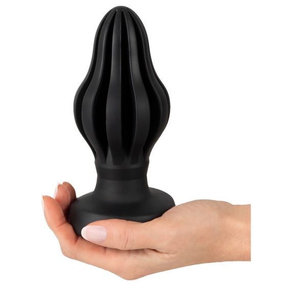 ANOS - super soft, ribbed anal dildo - 7cm (black)