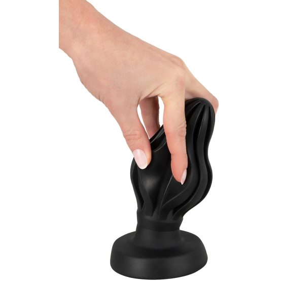 ANOS - ribbed soft anal plug - 7cm (black)