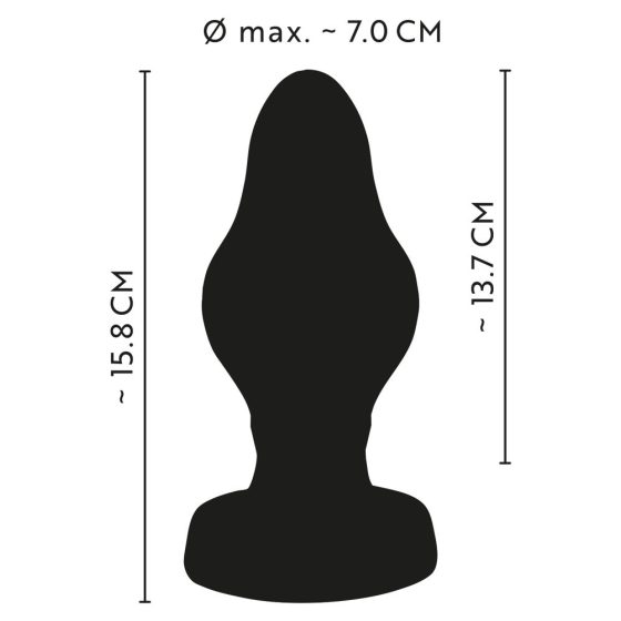 ANOS - super soft, ribbed anal dildo - 7cm (black)