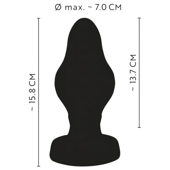 ANOS - Super Soft, Ribbed Anal Dildo - 7cm (Black)