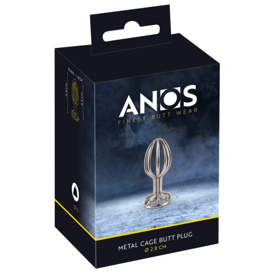 ANOS Metal (2,8cm) - caged steel anal dildo (silver)