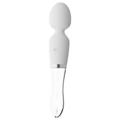   Liaison Wand - Rechargeable Silicone-Glass LED Vibrator (Transparent-White)