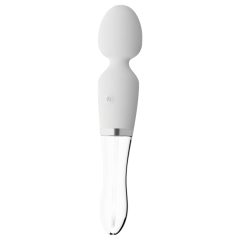   Liaison Wand - rechargeable, silicone-glass LED vibrator (translucent white)