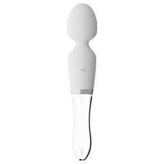   Liaison Wand - Rechargeable Silicone-Glass LED Vibrator (Transparent-White)