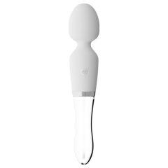   Liaison Wand - Rechargeable Silicone-Glass LED Vibrator (Transparent-White)