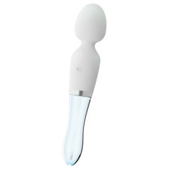   Liaison Wand - Rechargeable Silicone-Glass LED Vibrator (Transparent-White)