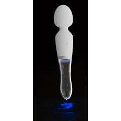   Liaison Wand - Rechargeable Silicone-Glass LED Vibrator (Transparent-White)