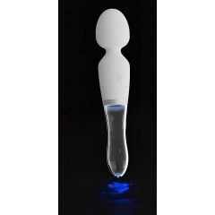   Liaison Wand - rechargeable, silicone-glass LED vibrator (translucent white)