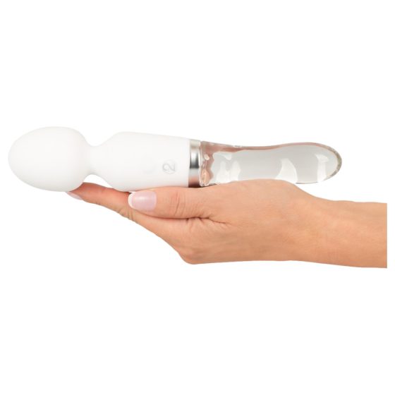 Liaison Wand - Rechargeable Silicone-Glass LED Vibrator (Transparent-White)