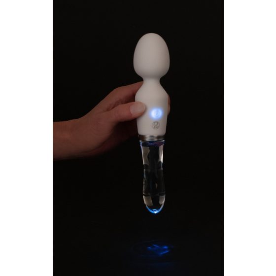 Liaison Wand - Rechargeable Silicone-Glass LED Vibrator (Transparent-White)