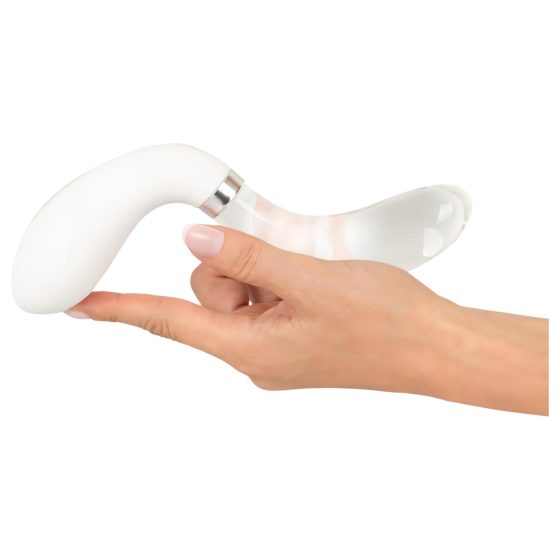 Liaison Curve - Battery Operated LED Vibrator (Transparent-White)