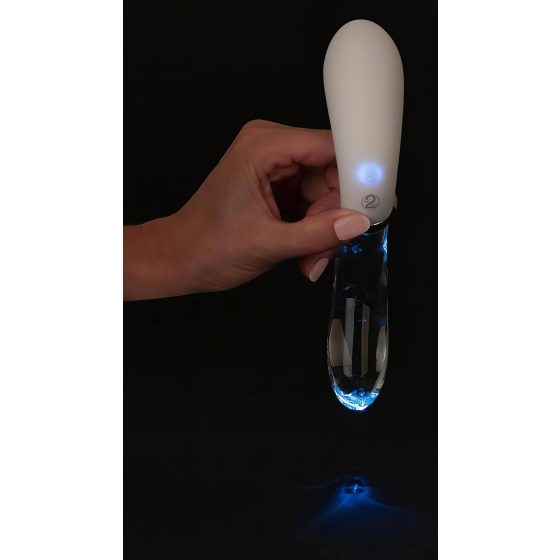 Liaison Curve - Battery Operated LED Vibrator (Transparent-White)