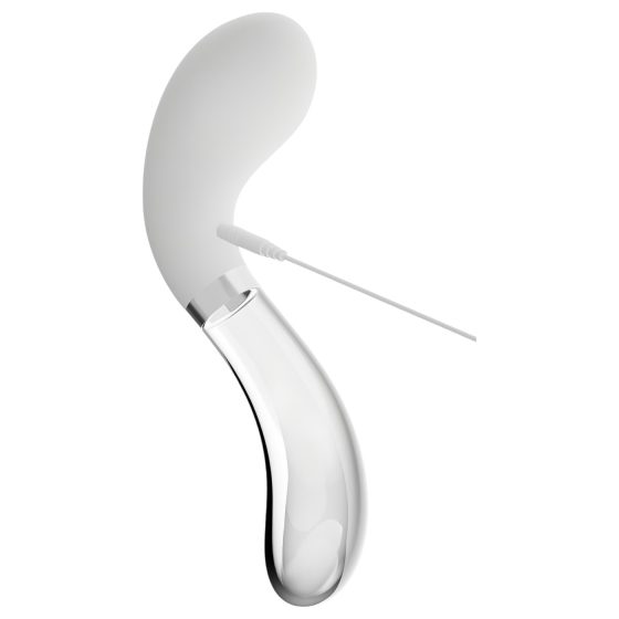 Liaison Curve - Battery Operated LED Vibrator (Transparent-White)