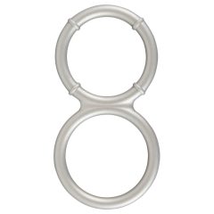   You2Toys - Metal Effect Dual Silicone Cock and Ball Ring (Silver)