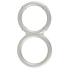   You2Toys - Metal Effect Dual Silicone Cock and Ball Ring (Silver)