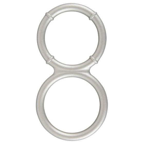 You2Toys - Metal Effect Dual Silicone Cock and Ball Ring (Silver)