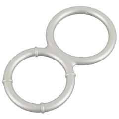   You2Toys - Metal Effect Dual Silicone Cock and Ball Ring (Silver)