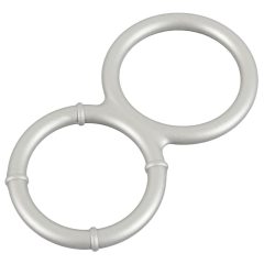   You2Toys - Metal Effect Dual Silicone Cock and Ball Ring (Silver)