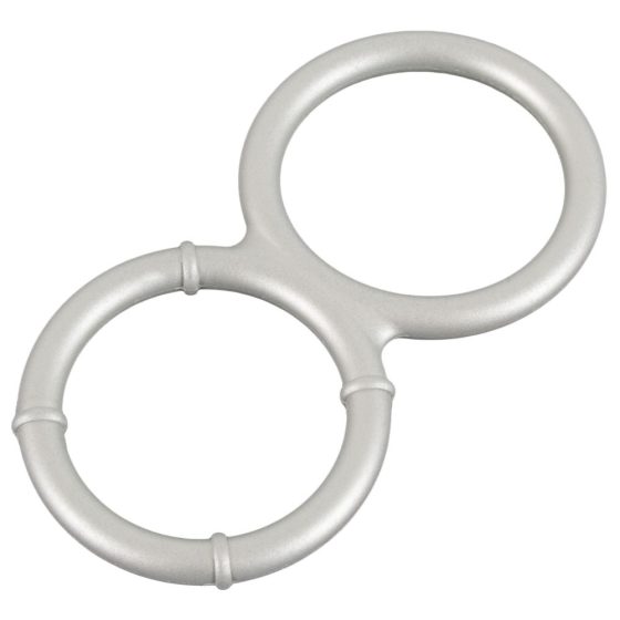 You2Toys - Metal Effect Dual Silicone Cock and Ball Ring (Silver)