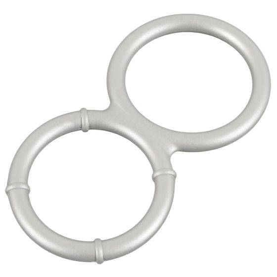 You2Toys - Metal Effect Dual Silicone Cock and Ball Ring (Silver)