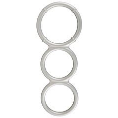   You2Toys - metallic effect triple silicone penis and testicle ring (silver)