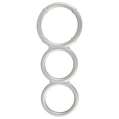   You2Toys - Metal Effect Triple Silicone Cock and Ball Ring (Silver)