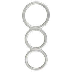   You2Toys - Metal Effect Triple Silicone Cock and Ball Ring (Silver)