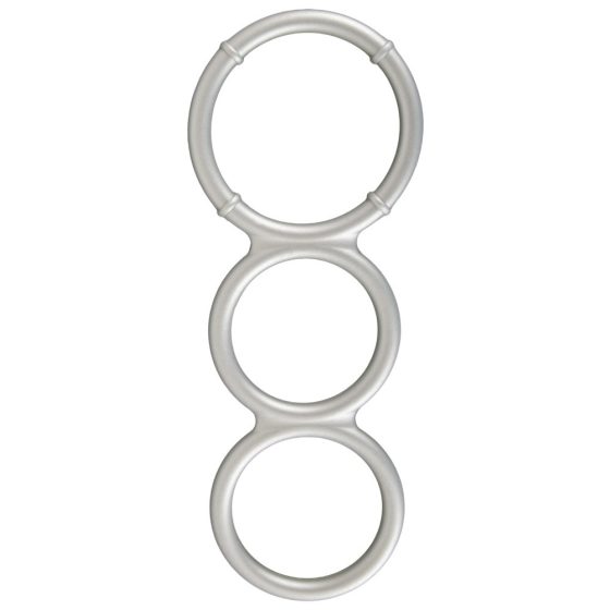 You2Toys - Metal Effect Triple Silicone Cock and Ball Ring (Silver)