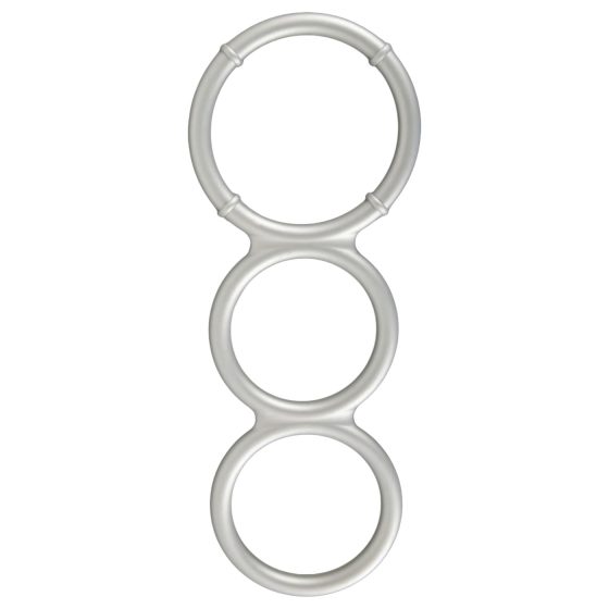 You2Toys - Metal Effect Triple Silicone Cock and Ball Ring (Silver)