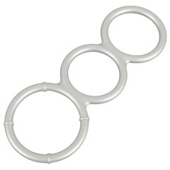   You2Toys - metallic effect triple silicone penis and testicle ring (silver)