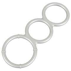   You2Toys - Metal Effect Triple Silicone Cock and Ball Ring (Silver)