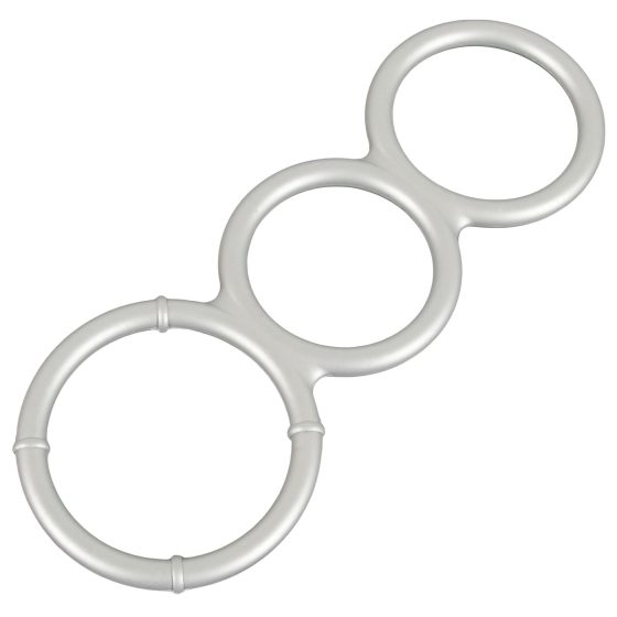 You2Toys - Metal Effect Triple Silicone Cock and Ball Ring (Silver)