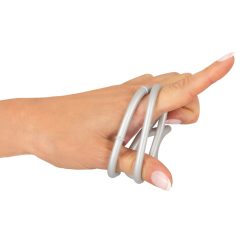   You2Toys - Metal Effect Triple Silicone Cock and Ball Ring (Silver)